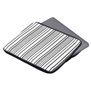 Housse Pour Ordinateur Portable Rayures blanches noires mignonnes