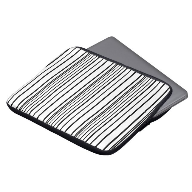 Housse Pour Ordinateur Portable Rayures blanches noires mignonnes (Devant haut)