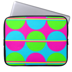 Housse Pour Ordinateur Portable Rayures de cercles de Teal de roses indien de vert