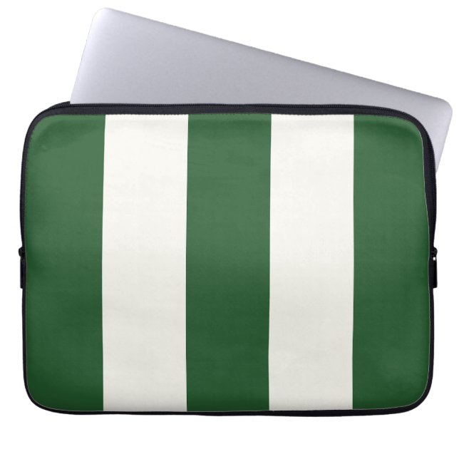 Housse Pour Ordinateur Portable Rayures intemporelles vert blanc (Devant)