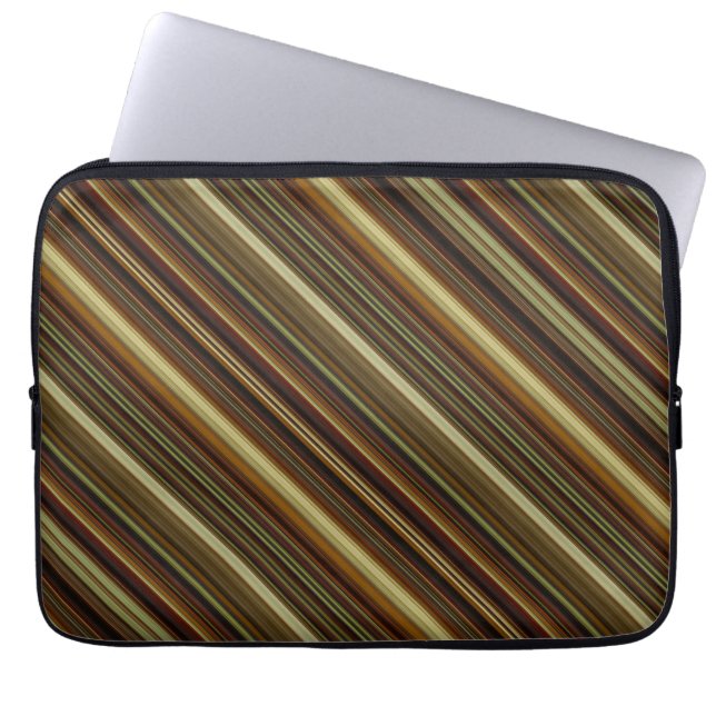 Housse Pour Ordinateur Portable Rayures marron vert et or (Devant)