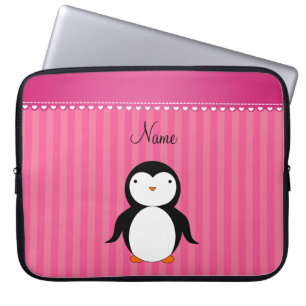 Housse Pour Ordinateur Portable Rayures nommées personnalisées de rose de pingou