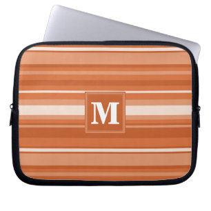 Housse Pour Ordinateur Portable Rayures orange monogramme