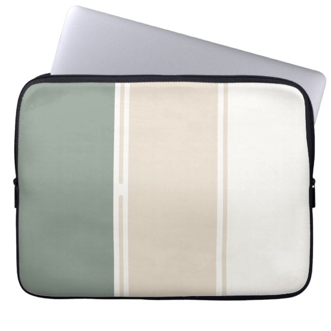 Housse Pour Ordinateur Portable Rayures Pastel – Design Neutre Calme (Devant)