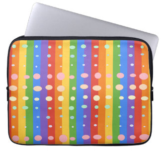 HOUSSE POUR ORDINATEUR PORTABLE RAYURES POINT ARC-EN-CIEL