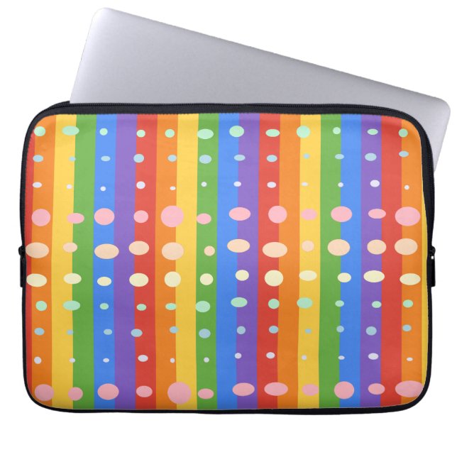 HOUSSE POUR ORDINATEUR PORTABLE RAYURES POINT ARC-EN-CIEL (Devant)