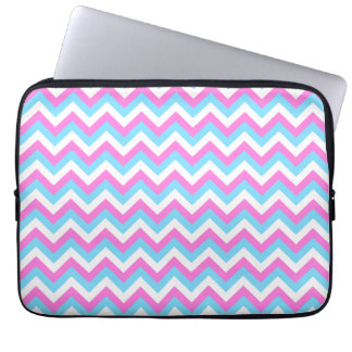 Housse Pour Ordinateur Portable Rayures roses et bleues de zigzag de Chevron