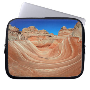 Housse Pour Ordinateur Portable Rayures rouges, beige et jaunes dans le vent et