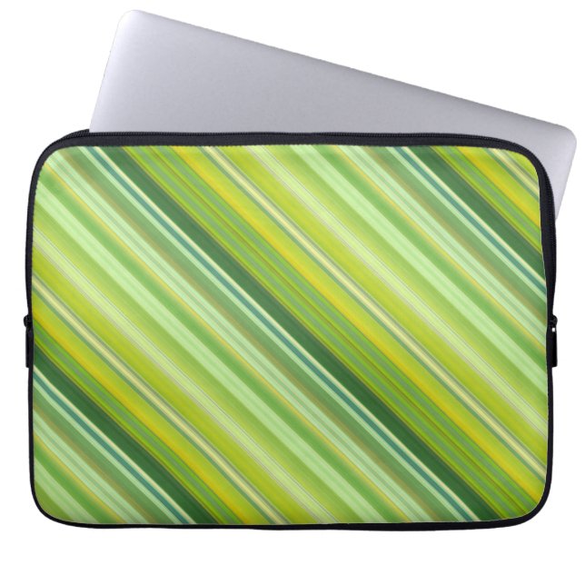Housse Pour Ordinateur Portable Rayures vertes et jaunes (Devant)