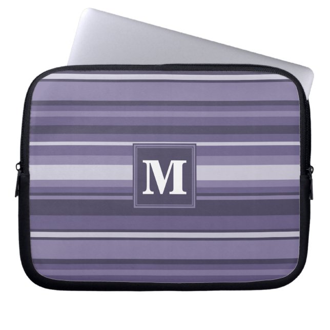 Housse Pour Ordinateur Portable Rayures violettes de cuir monogramme (Devant)