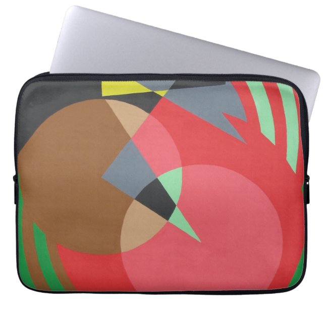 Housse Pour Ordinateur Portable Red & Brown Modern Art Laptop Sleeve (Devant)