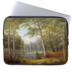 Housse Pour Ordinateur Portable Red Deer par l'étang de la forêt