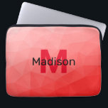 Housse Pour Ordinateur Portable Red gradient geometric mesh pattern Monogram<br><div class="desc">Monogramme Personnalisez avec votre initiale et votre nom personnalisés. Motif de maillage géométrique dégradé rouge. Triangle maillage géométrique avec dégradé gris foncé clair. motif,  ombre,  maillage,  triangles,  géométrie,  géométrique,  dégradé,  cool,  triangle,  brillant,  rouge</div>