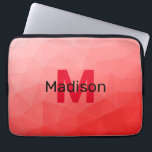 Housse Pour Ordinateur Portable Red gradient geometric mesh pattern Monogram<br><div class="desc">Monogramme Personnalisez avec votre initiale et votre nom personnalisés. Motif de maillage géométrique dégradé rouge. Triangle maillage géométrique avec dégradé gris foncé clair. motif,  ombre,  maillage,  triangles,  géométrie,  géométrique,  dégradé,  cool,  triangle,  brillant,  rouge</div>
