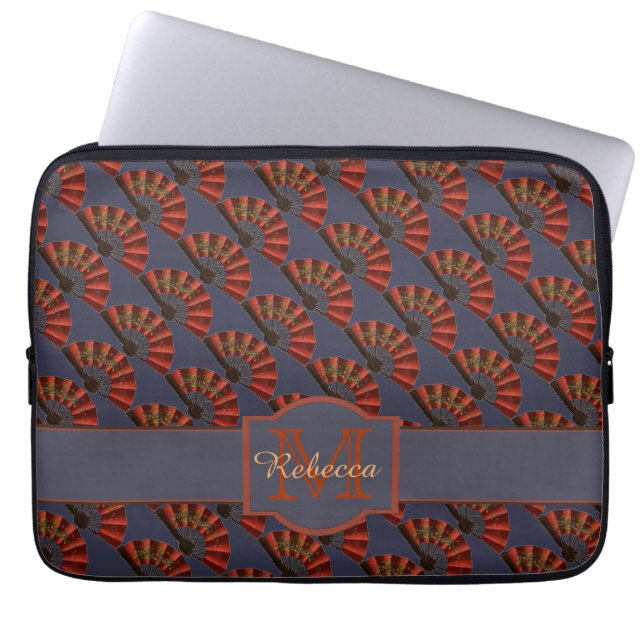 Housse Pour Ordinateur Portable Red Japanese Antique Fans Elegant Personalised (Devant)