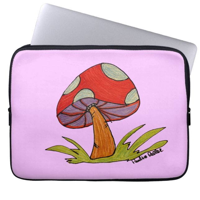Housse Pour Ordinateur Portable Red Mushroom with purple background (Devant)