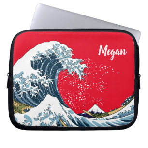 Housse Pour Ordinateur Portable Red Personnalisé Grande vague au large de Kanagawa