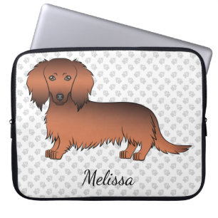 Housse Pour Ordinateur Portable Red Sable Long Cheveux Dachshund Dessin Dog & Text