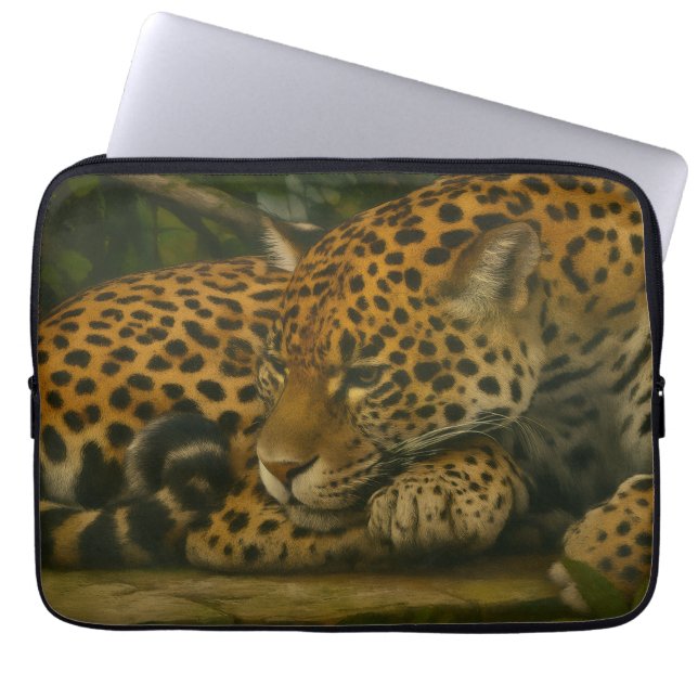 Housse Pour Ordinateur Portable Reflet Jaguar - Serene Wildlife Art Print (Devant)
