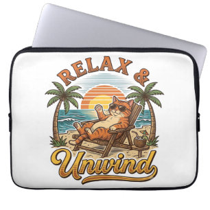 Housse Pour Ordinateur Portable Relax & Unwind Chat de Plage Design de Gravure Vin