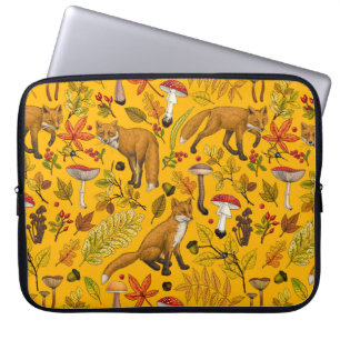 Housse Pour Ordinateur Portable Renard d'automne sur orange