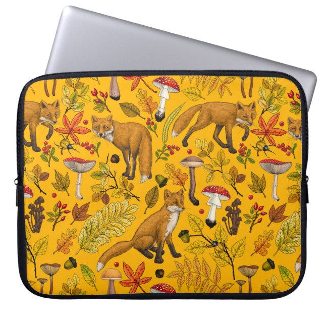 Housse Pour Ordinateur Portable Renard d'automne sur orange (Devant)