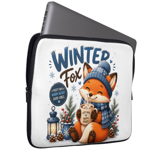 Housse pour ordinateur portable Renard d'hiver Ani (Devant droit)