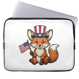 Housse Pour Ordinateur Portable Renard Patriotique Vintage Gravure Chemise Design_