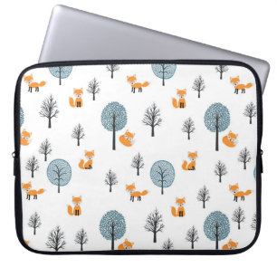 Housse Pour Ordinateur Portable Renards forestiers : Arrière - plan blanc Vintage