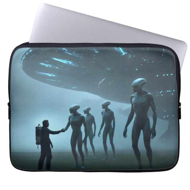Housse Pour Ordinateur Portable Rencontre avec des aliens. (Devant)