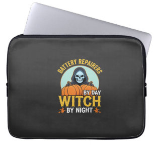 Housse Pour Ordinateur Portable Réparateur de piles Halloween Sorcière de nuit Des