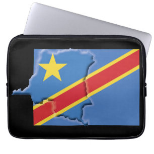 Housse Pour Ordinateur Portable RÉPUBLIQUE DÉMOCRATIQUE CONGO Carte du drapeau NOI