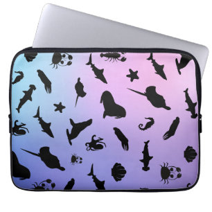 Housse Pour Ordinateur Portable requin-ombre phoque crabe de baleine sur la galaxi