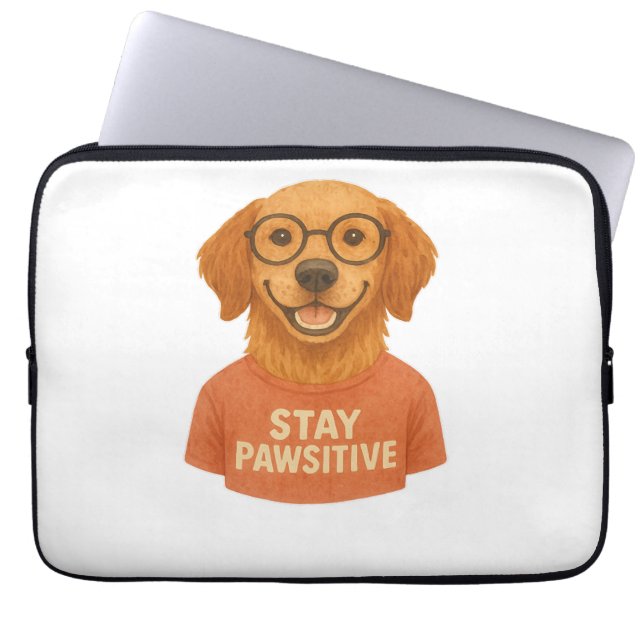 Housse Pour Ordinateur Portable Restez Pawsitive (Devant)