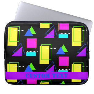 HOUSSE POUR ORDINATEUR PORTABLE RETRO 80S NEON FLUORO COULEUR BOLD FORMES GÉOMÉTRI