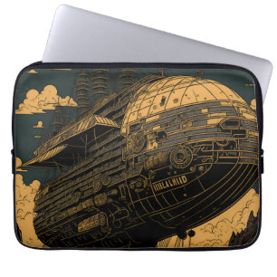 Housse Pour Ordinateur Portable Rétro Adventure Await - Airship Vintage