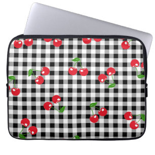 Housse Pour Ordinateur Portable Retro Chic Red Cherry & Black White En vichy tenda
