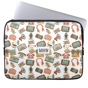 Housse Pour Ordinateur Portable Retro Media - Manches monographiques personnalisée