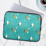 Housse Pour Ordinateur Portable Retro Mid Century moderne Starburst atomique Turqu<br><div class="desc">Cet abstrait design rétro allie les étoiles du milieu du siècle et les formes modernes et reflète les ondes vintages rétro. Parfait pour les amateurs d'esthétique rétro et vintage.</div>