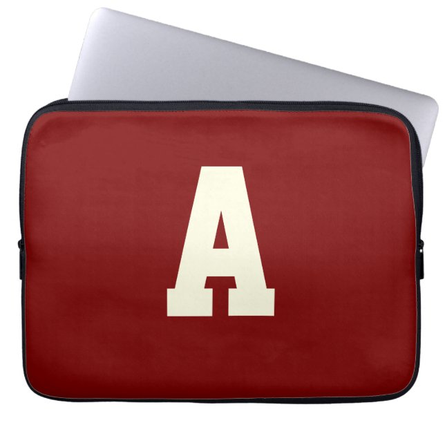 Housse Pour Ordinateur Portable Retro monogram alpha burgundy cream (Devant)