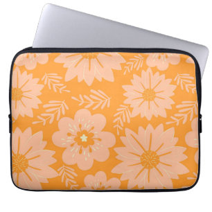 Housse Pour Ordinateur Portable Retro Orange Floral Vibrant Printemps & Été Cadeau