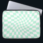 Housse Pour Ordinateur Portable Retro Pastel Mint Green Checks Warped Checkerboard<br><div class="desc">Perfect warped checkered design. Modern warped checkers. This nice retro psychedelic design takes you to the wonderland. Warped checks in pastel colors. Twirl and swirl,  twist checks,  checkered pattern</div>