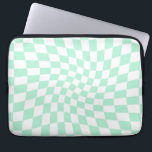 Housse Pour Ordinateur Portable Retro Pastel Mint Green Checks Warped Checkerboard<br><div class="desc">Perfect warped checkered design. Modern warped checkers. This nice retro psychedelic design takes you to the wonderland. Warped checks in pastel colors. Twirl and swirl,  twist checks,  checkered pattern</div>