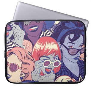 Housse Pour Ordinateur Portable Retro Pop Art Comic Girls Seamless Motif. Gestionn