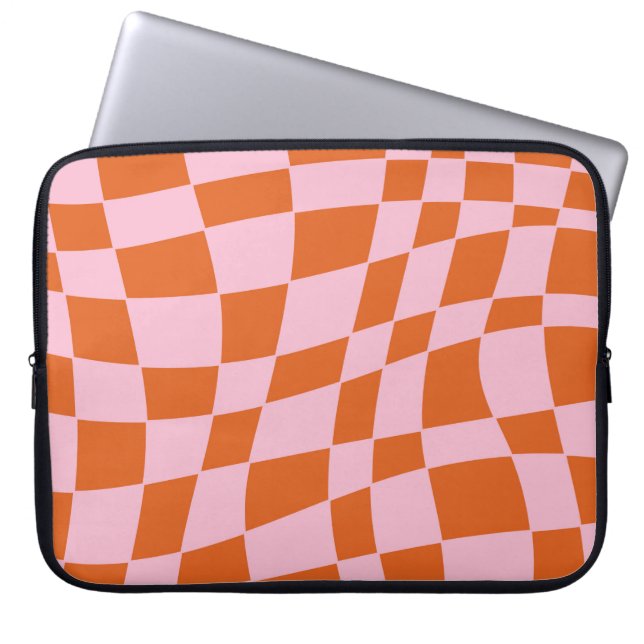 Housse Pour Ordinateur Portable Retro Super Wavy Psychedelic Checkerboard Vérifier (Devant)