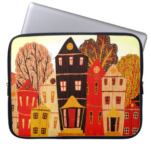 Housse Pour Ordinateur Portable Retro Sweet Home Poster : Maisons de dessin