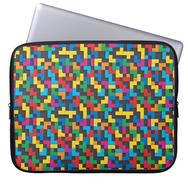 Housse Pour Ordinateur Portable Retro Tetris Blocks Seamless Pattern (Devant)