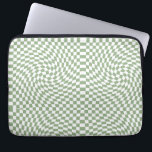 Housse Pour Ordinateur Portable Retro Warped Sage Green White Checks Checkered<br><div class="desc">Retro warped checks checkerboard design,  in a Sage Green and white color combination. Retro checkerboard twirled seventies psychedelic style modern design home decor,  dorm room,  office and school products and retro warped checkered gifts.</div>