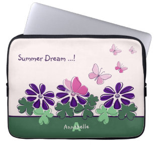 Housse Pour Ordinateur Portable Rêve d'été ... ! Nom de battement papillon rose