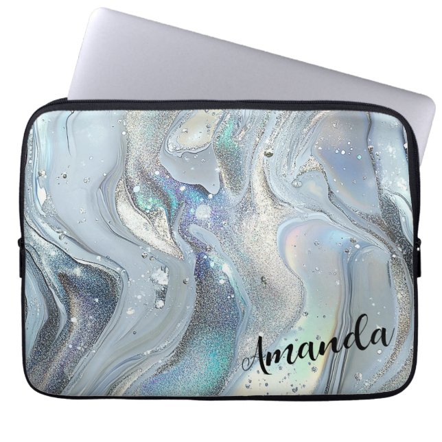 Housse Pour Ordinateur Portable Rêves de marbre en bleu (Devant)